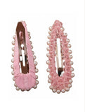 Pair Of White Gravel Gem Hair Clips Pink