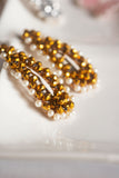 Pair Of White Gravel Gem Hair Clips Gold