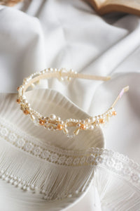 Pearl Detailing Hair Band White & Golden