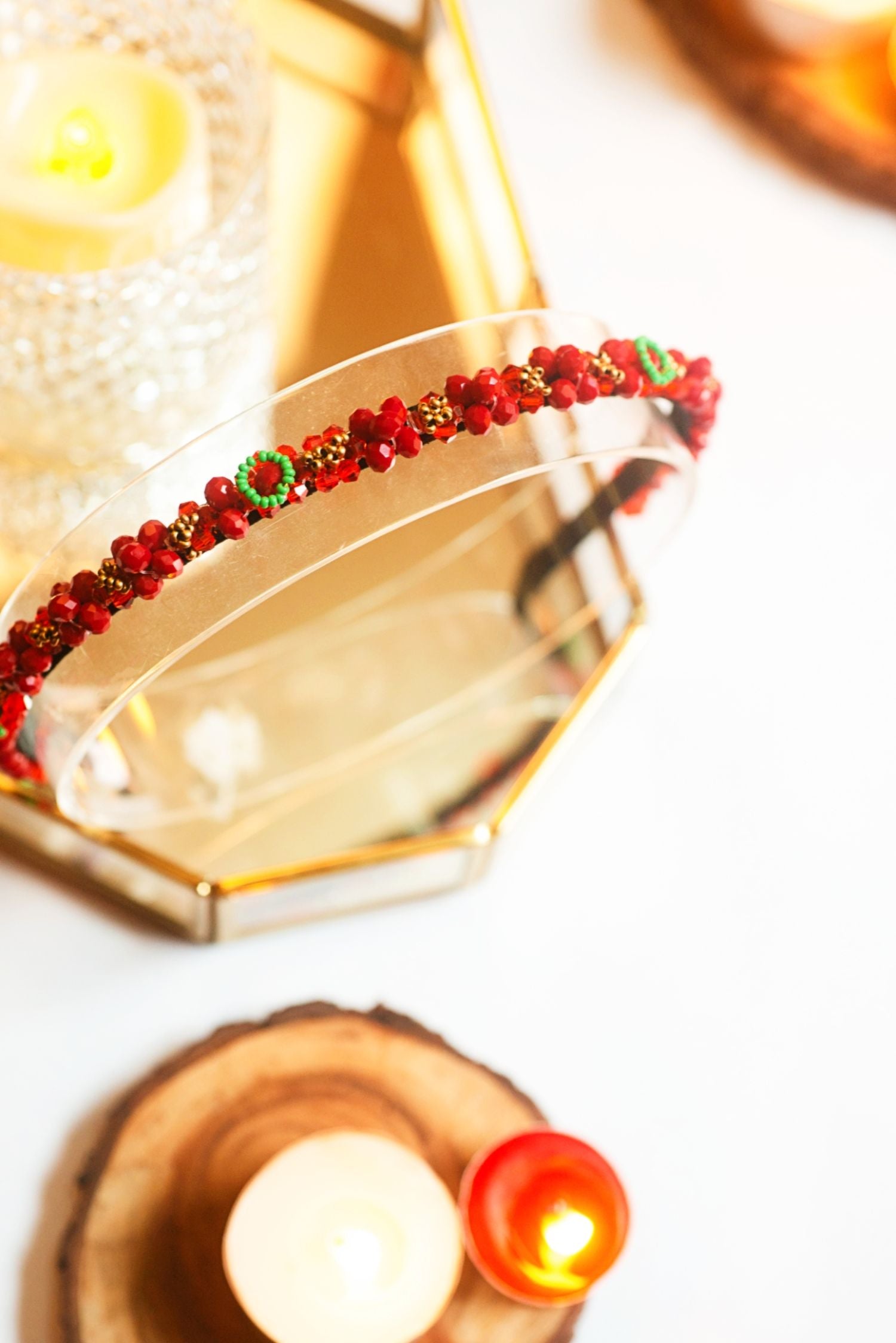 Crimson Jewels Beaded Hairband