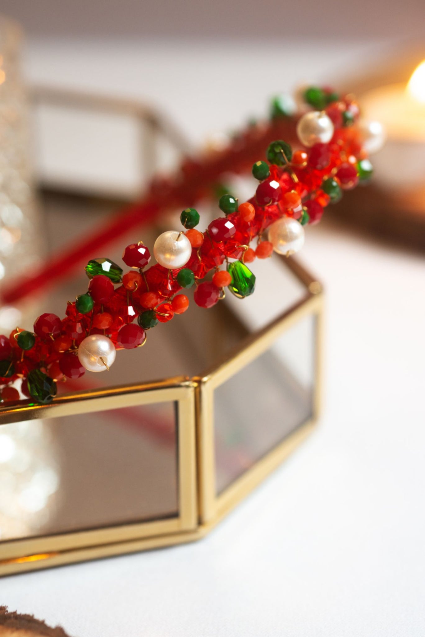 Jewels Beaded Hair Band Red