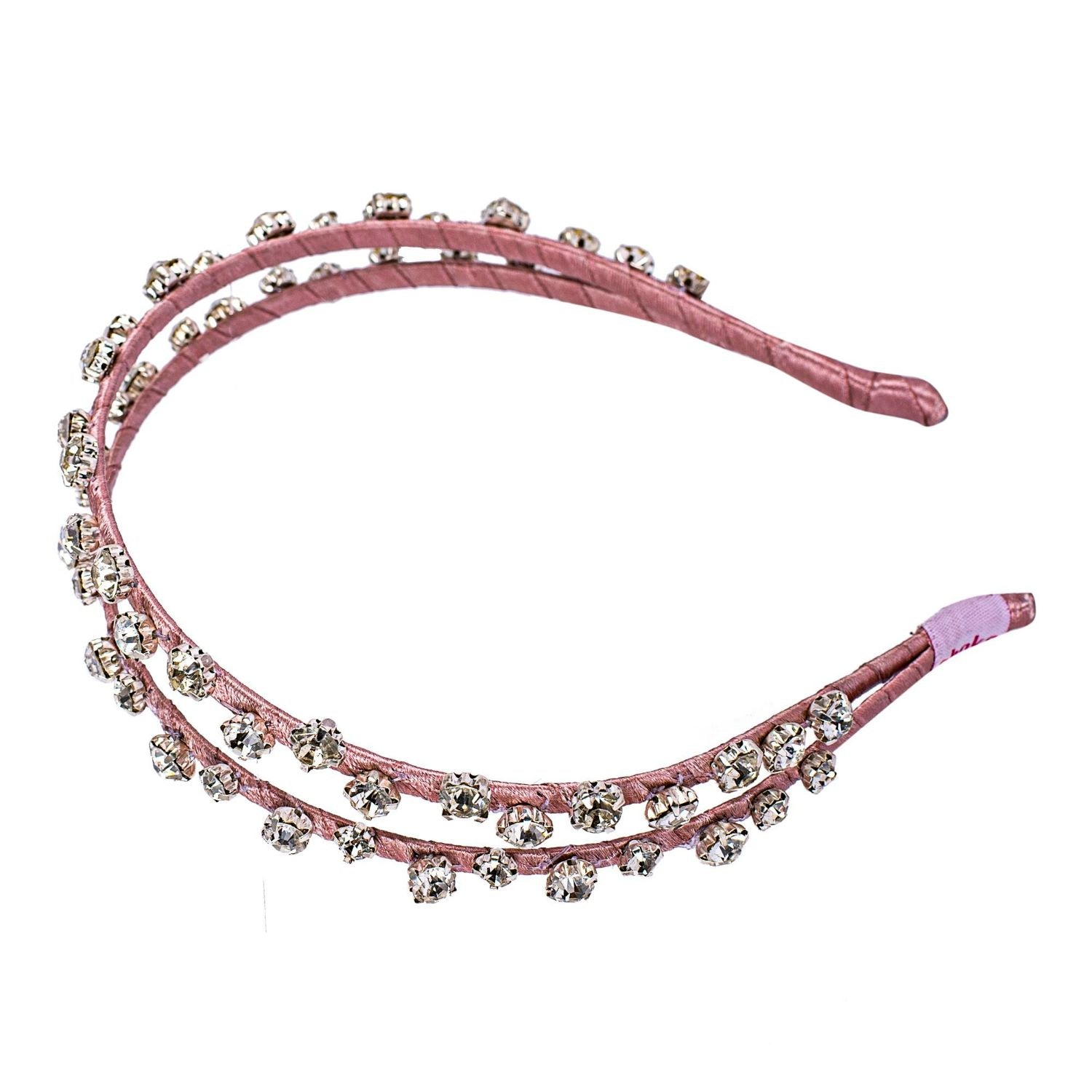 Elegant Stone Work Double Hairband Pink