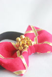 Choko Set Of 4 Cotton Ethnic Wedding Themed Ghungroo Stretch Hairband Red Green Yellow Purple