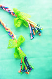 Choko Tie Down Beaded Hairband With Alphabet Rope Lace Accent Green Orange Blue