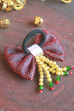 Choko Red Fabric Bow Hairtie For Christmas Red Yellow Green Black