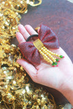 Choko Red Fabric Bow Hairtie For Christmas Red Yellow Green Black