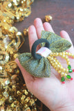 Choko's Yellow Fabric Bow Hairtie Yellow Gold Green Black