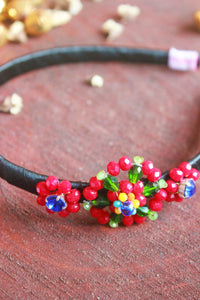 Choko Flowers From Santa Beads And Pearl Embellished Christmas Hairband Red Black Green Blue