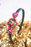 Choko Flowers From Santa Beads And Pearl Embellished Christmas Hairband Red Black Green Blue