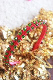 Choko Reindeer's Pearls Embellished Christmas Hairband Red And Green