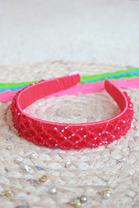 Choko Christmas Themed Embellished Interlocked Hairband Red