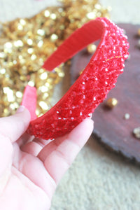 Choko Christmas Themed Embellished Interlocked Hairband Red