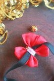 Adjustable Embellished Bow Headband For Xmas Santa Red