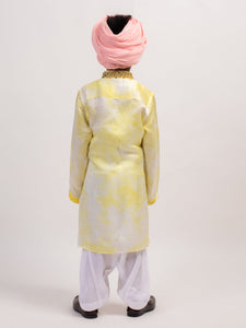 YELLOW TIE-DYE PRINTED KURTA SET