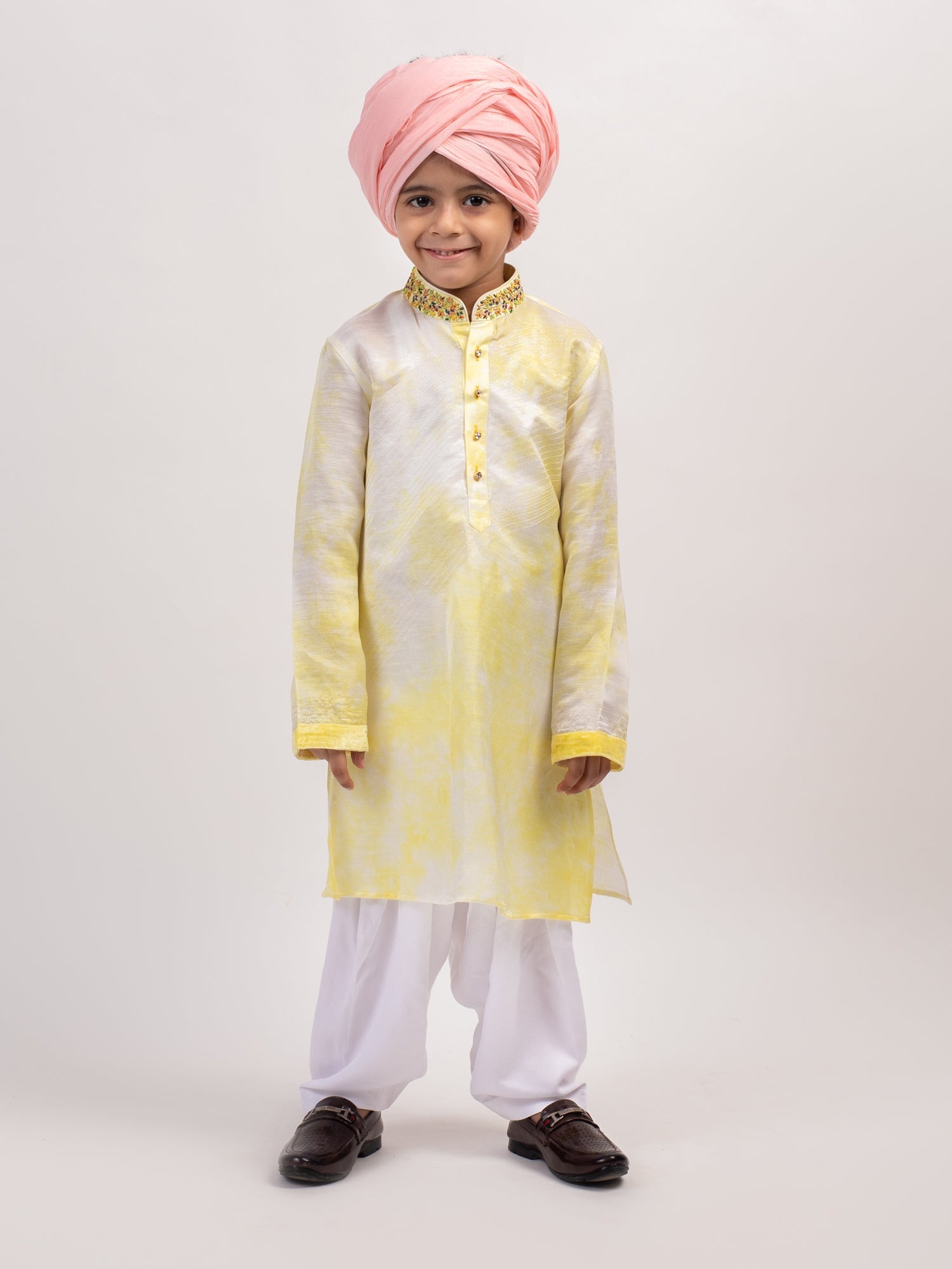 YELLOW TIE-DYE PRINTED KURTA SET