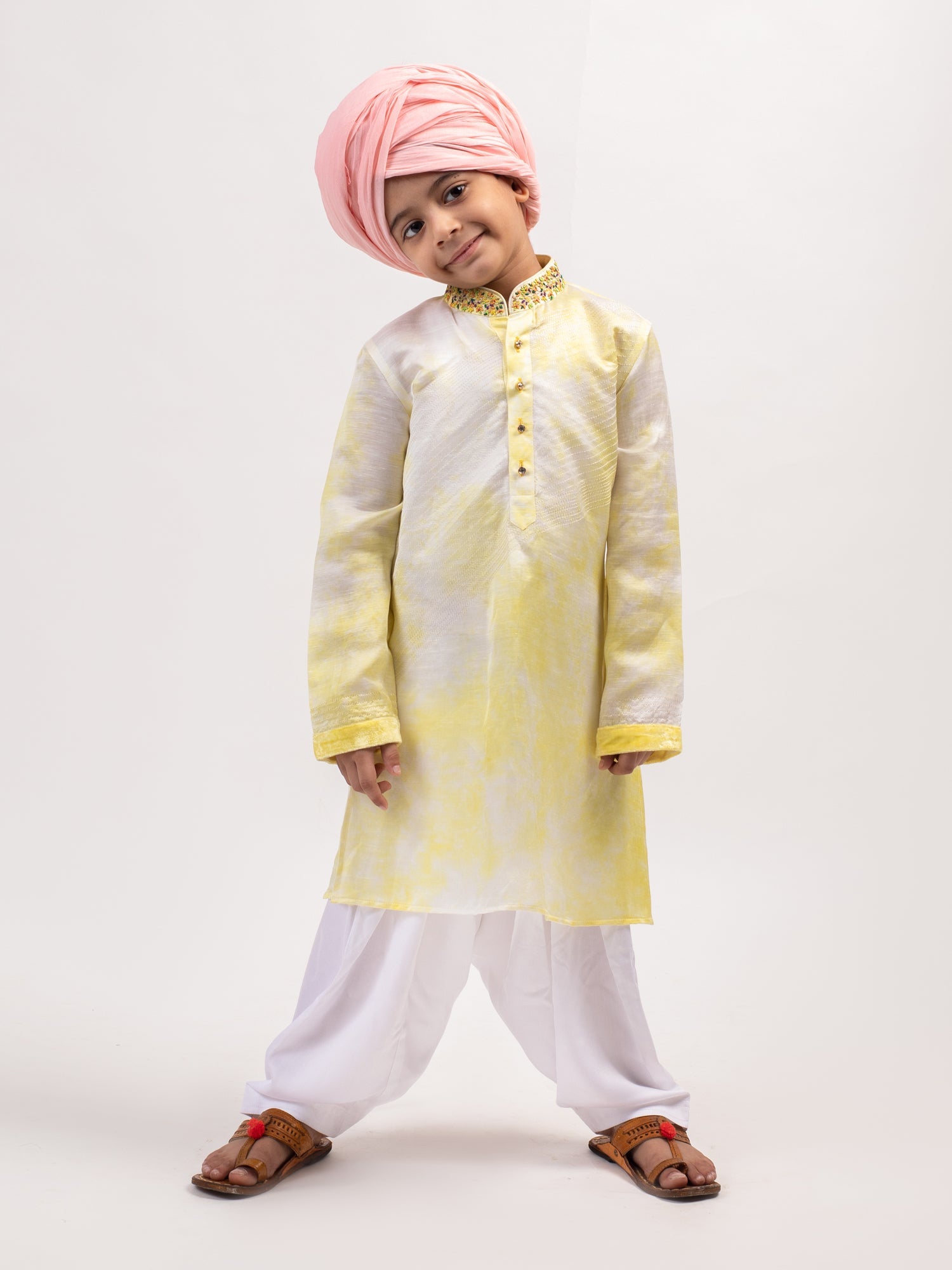 YELLOW TIE-DYE PRINTED KURTA SET