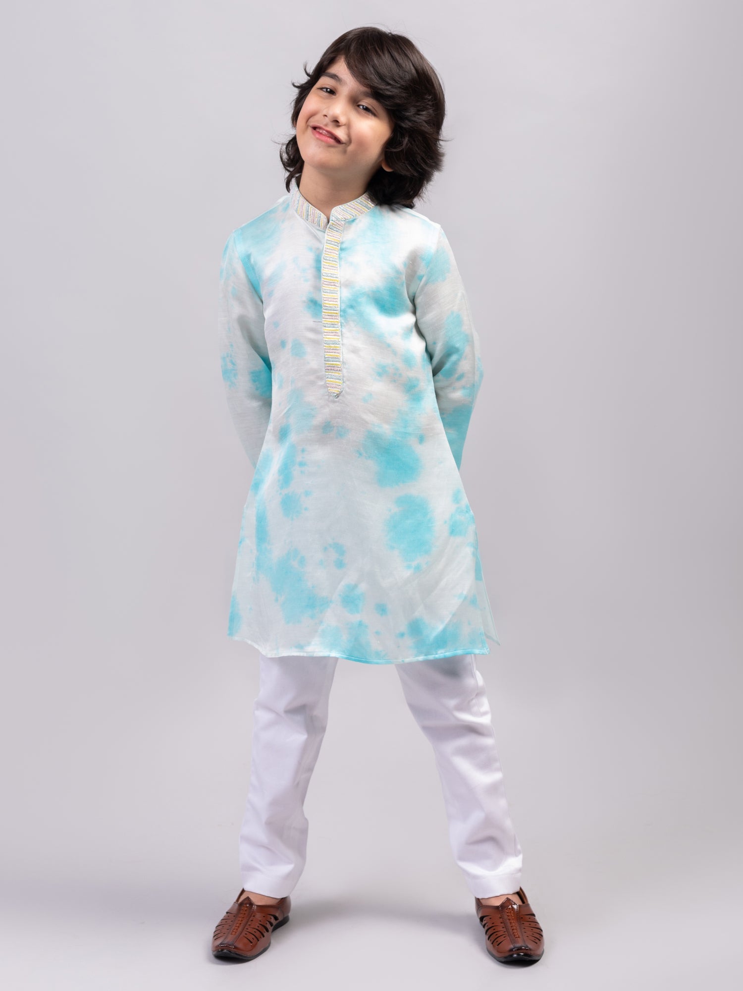 BLUE TIE-DYE KURTA SET