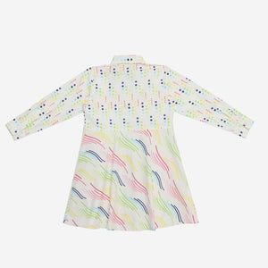 Bookworm Shirt Dress (Multi Coloured Polka And Waves)