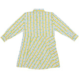 Bookworm Shirt Dress (Blue Dots And Yellow Stripes)