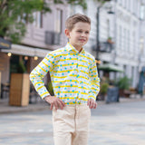 Classique Shirt (Blue Dots And Yellow Stripes)