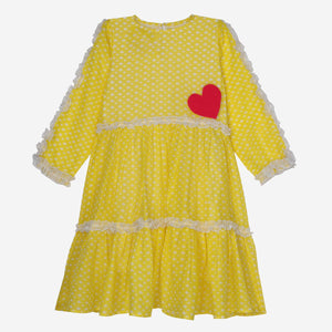 Countryside Charm Dress (Yellow And Tiny Clouds)