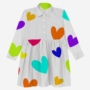 Candy Swirl Shirt Dress (Multi Colour Hearts)