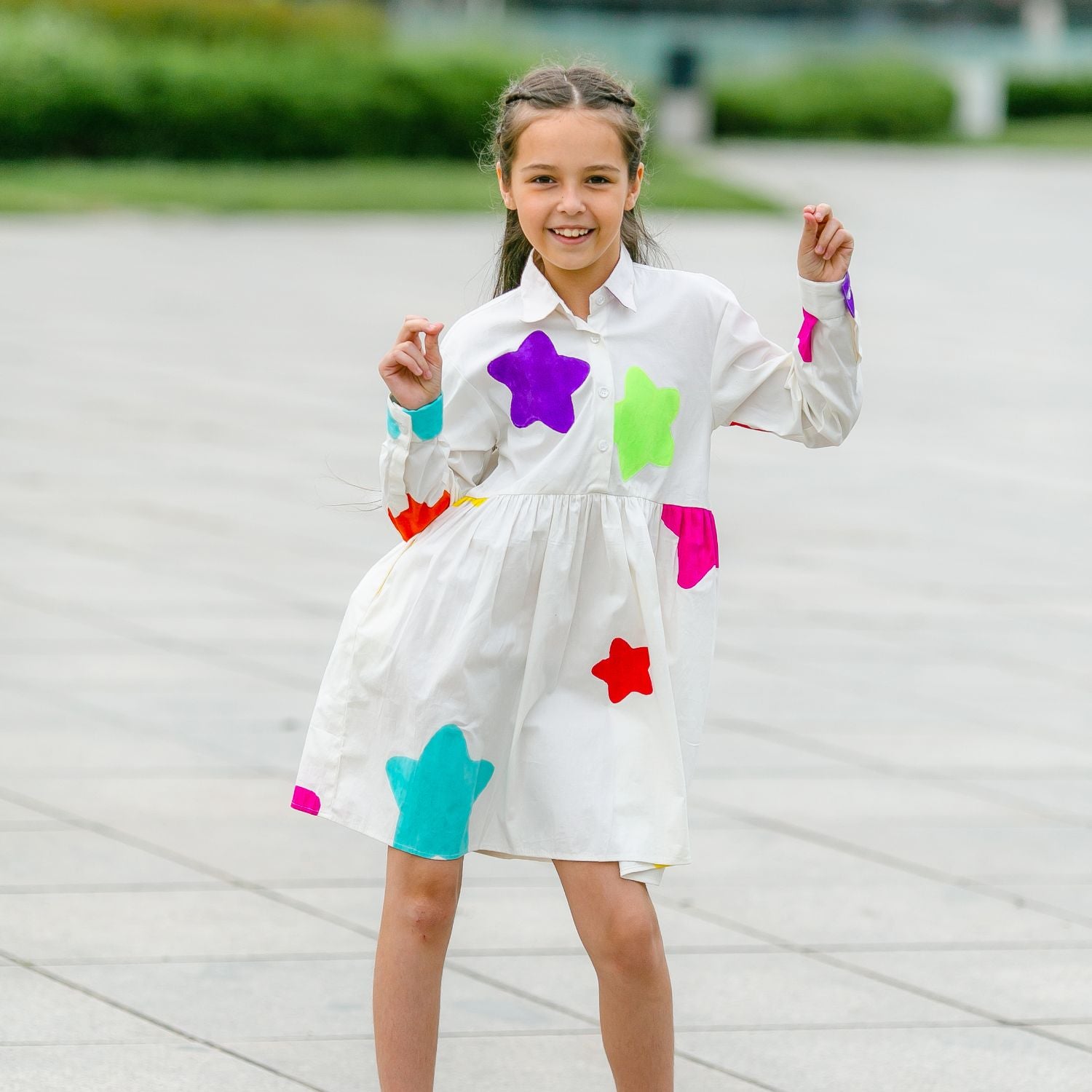 Candy Swirl Shirt Dress (Multi Colour Stars)