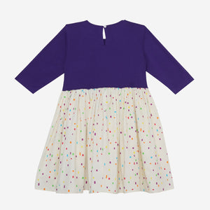 Dora Dress (Purple And Multi Coloured Squares)