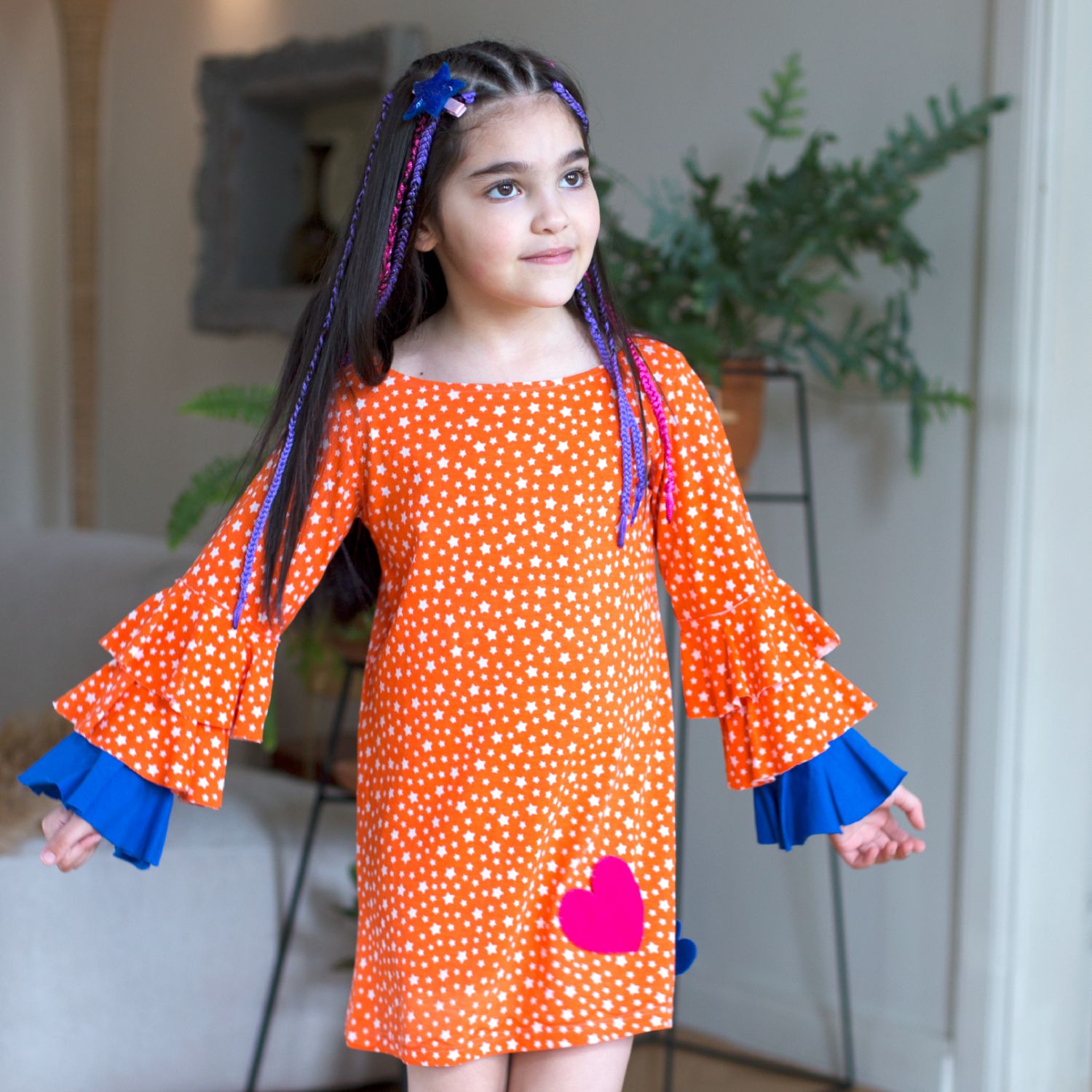 Flapper Dress (Orange And Tiny Stars)