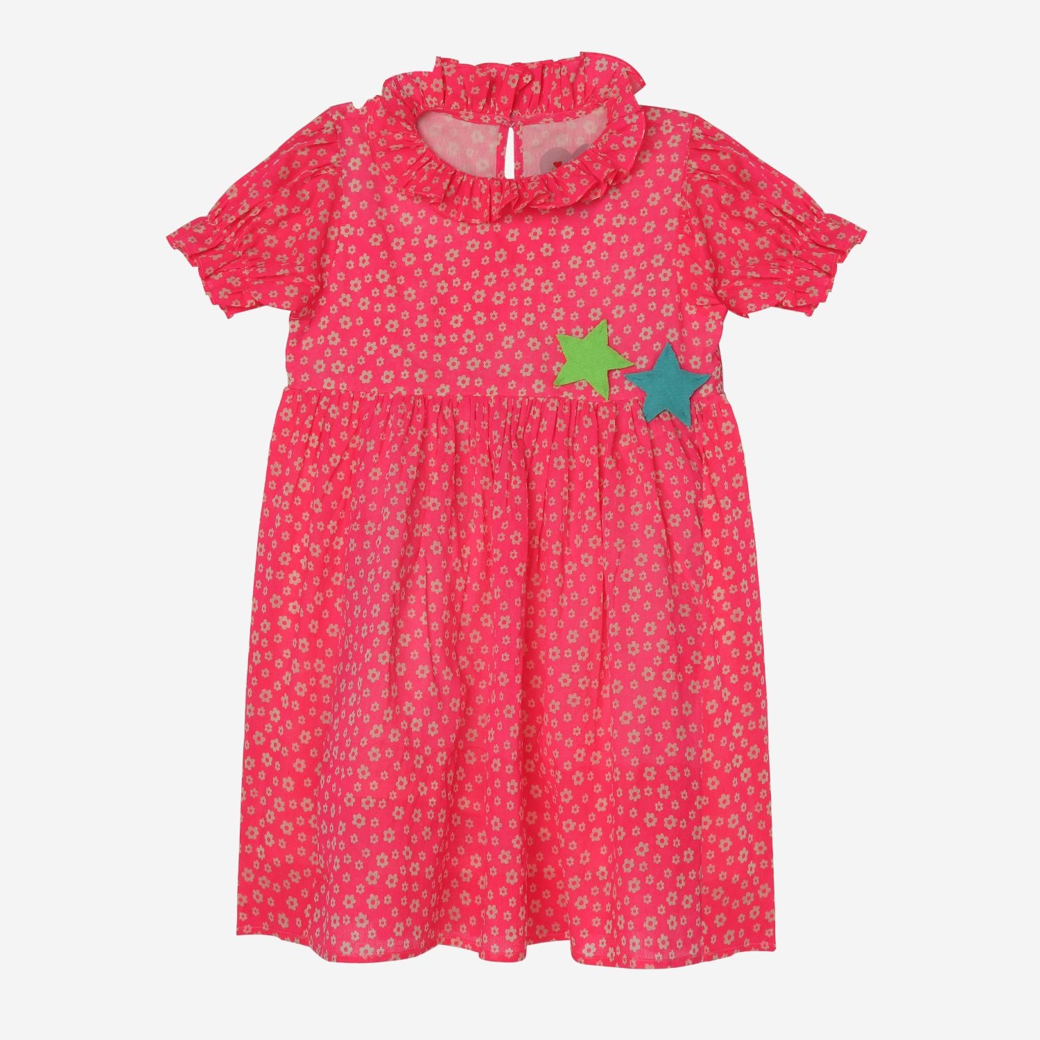 Flower Power Dress (Neon Pink And Tiny Flowers)