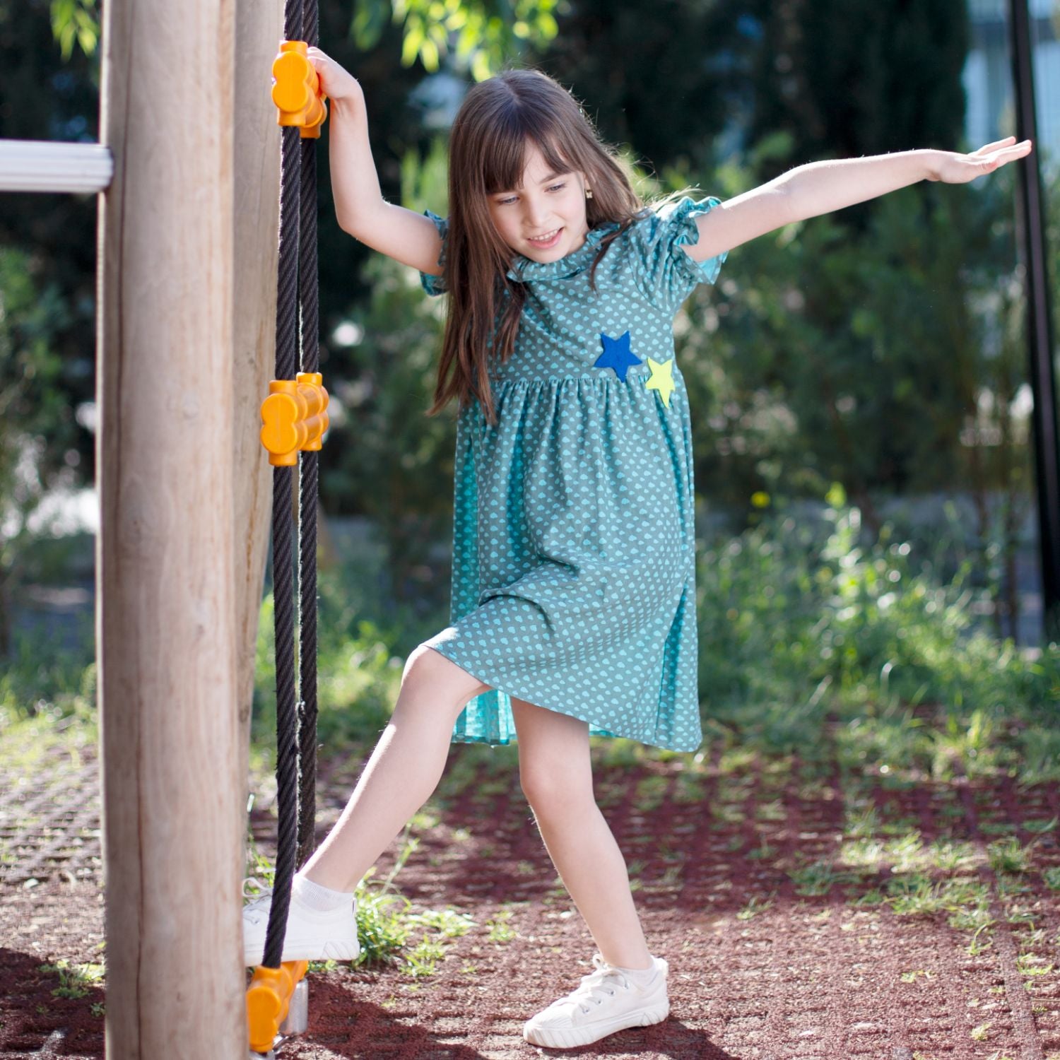 Flower Power Dress (Tiny Grey Clouds)