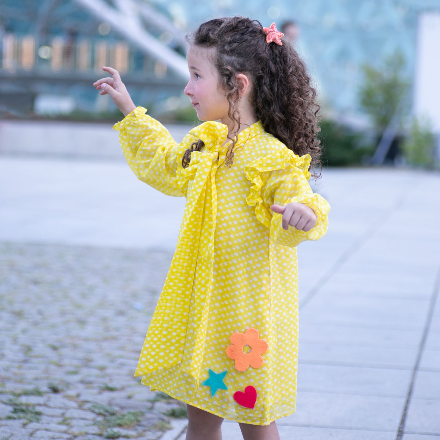 Fairytale Dress (Yellow And Tiny Clouds)