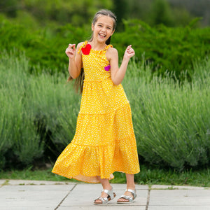 Happy Place Maxi Dress (Sunshine Yellow With Tiny Flowers)