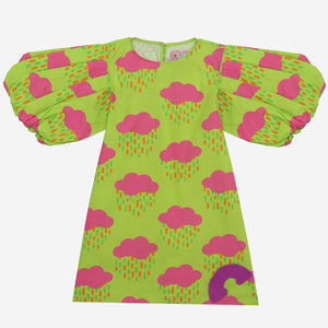 Meringue Dress (Neon Green And Clouds)