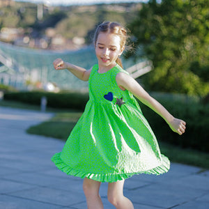 Moira Dress (Neon Green And Tiny Flowers)