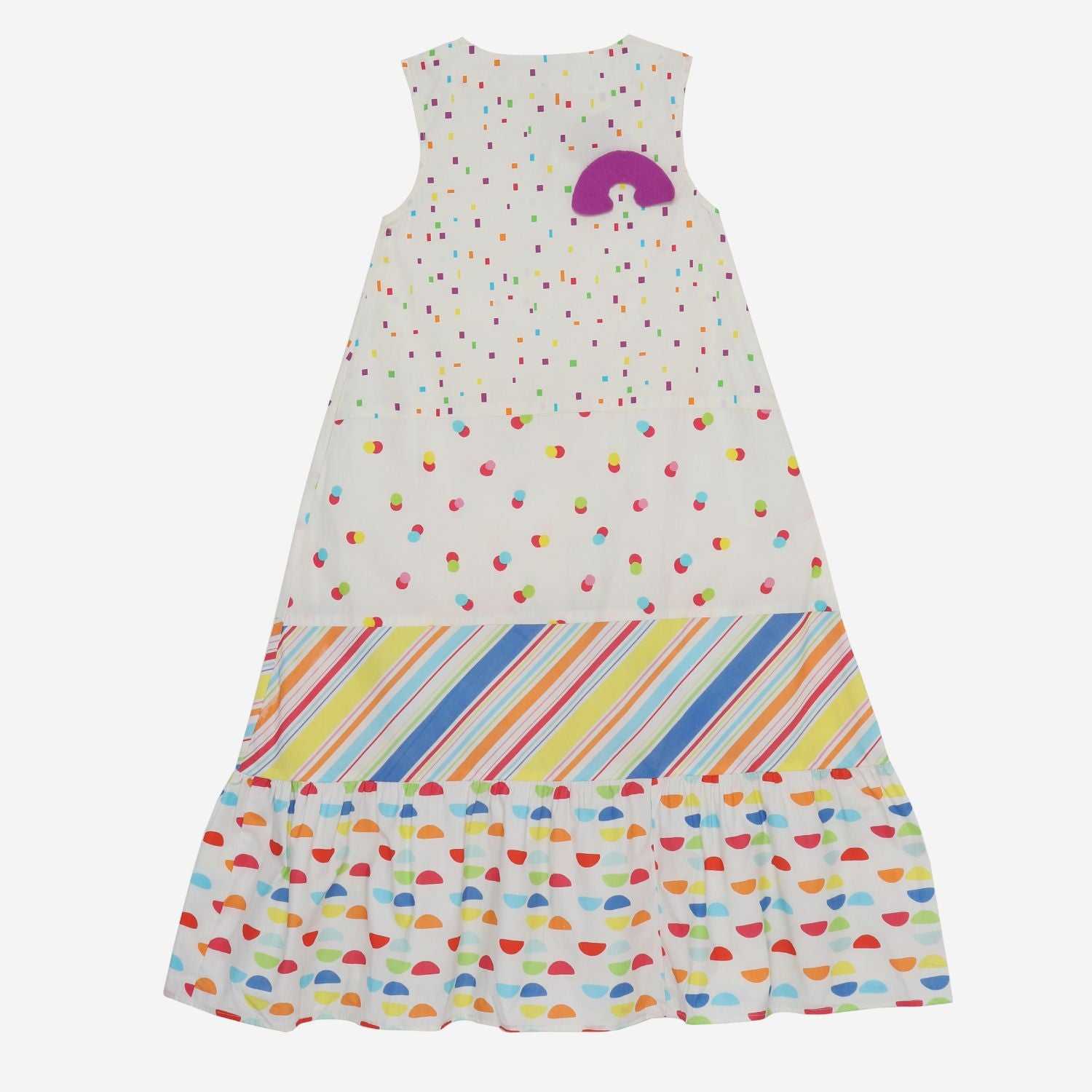 Sail Away Dress (Multi Coloured Squares, Bulbs, Stripes And Semi Circles)