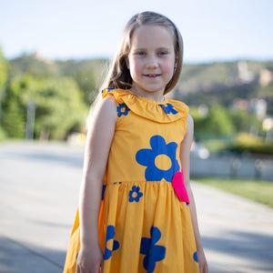 Sweet Caroline Dress (Orange And Blue Flowers)