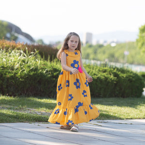 Sweet Caroline Dress (Orange And Blue Flowers)