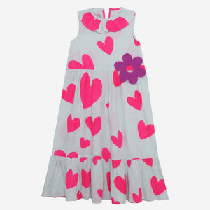 Sweet Caroline Dress (Sea Green And Pink Hearts)