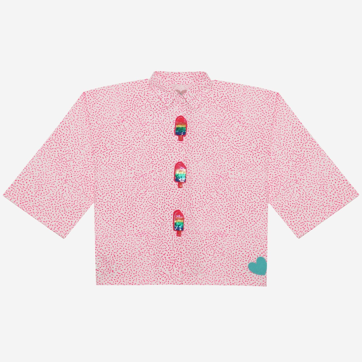 Summer Cooler Shirt (Tiny Pink Dots And Popsicle Accents)