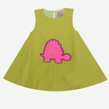 Summer Daze Dress (Pink Dinosaur On Lime Green)