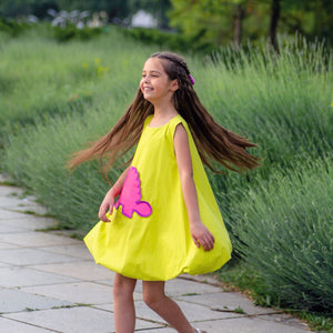 Summer Daze Dress (Pink Dinosaur On Lime Green)