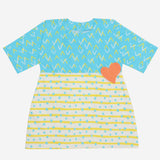 Star Gazer Dress (Blue V's With Blue Dots And Yellow Stripes)