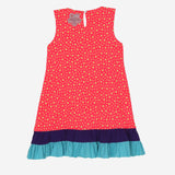 Sweet Peach Reversible Dress (Fluorescent Pink Clouds & Orange Stars With Colour Block)