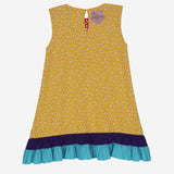 Sweet Peach Reversible Dress (Mustard Yellow Flowers & Red Hearts With Colour Block)