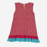 Sweet Peach Reversible Dress (Mustard Yellow Flowers & Red Hearts With Colour Block)