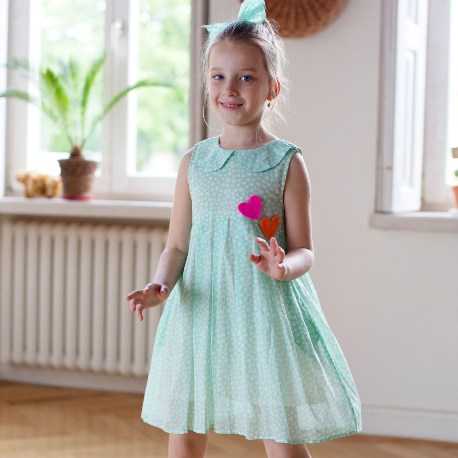 Terra Dress (Mint Green And Tiny Hearts)