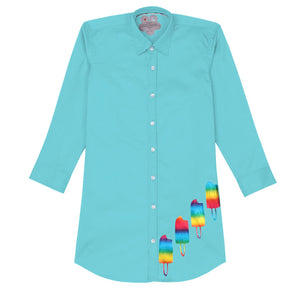 Wednesday Shirt Dress (Aqua Blue)