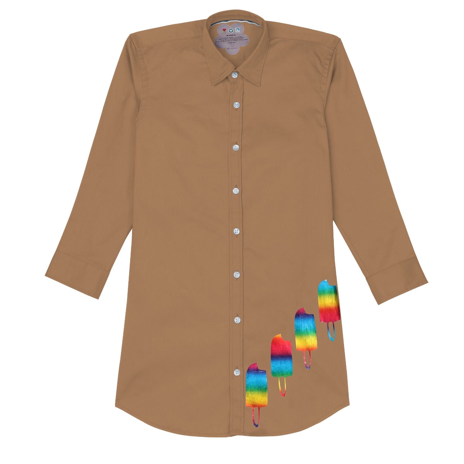 Wednesday Shirt Dress (Brown Beige)