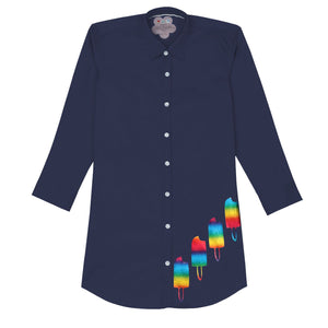 Wednesday Shirt Dress (Navy Blue)